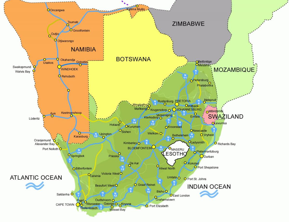 지도의 레소토 및 남아프리카