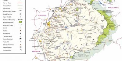 레소토 도로 지도